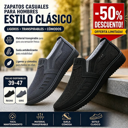 👞【Tallas 39-47】Zapatillas deportivas para hombre 2026, transpirables, planas, informales, cosidas a mano, calidad garantizada.