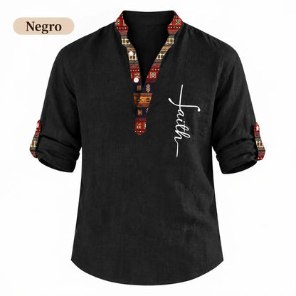 🔥Oferta por tiempo limitado: -48%🔥S-3XL-Nueva camisa de lino natural con cuello en V para hombre