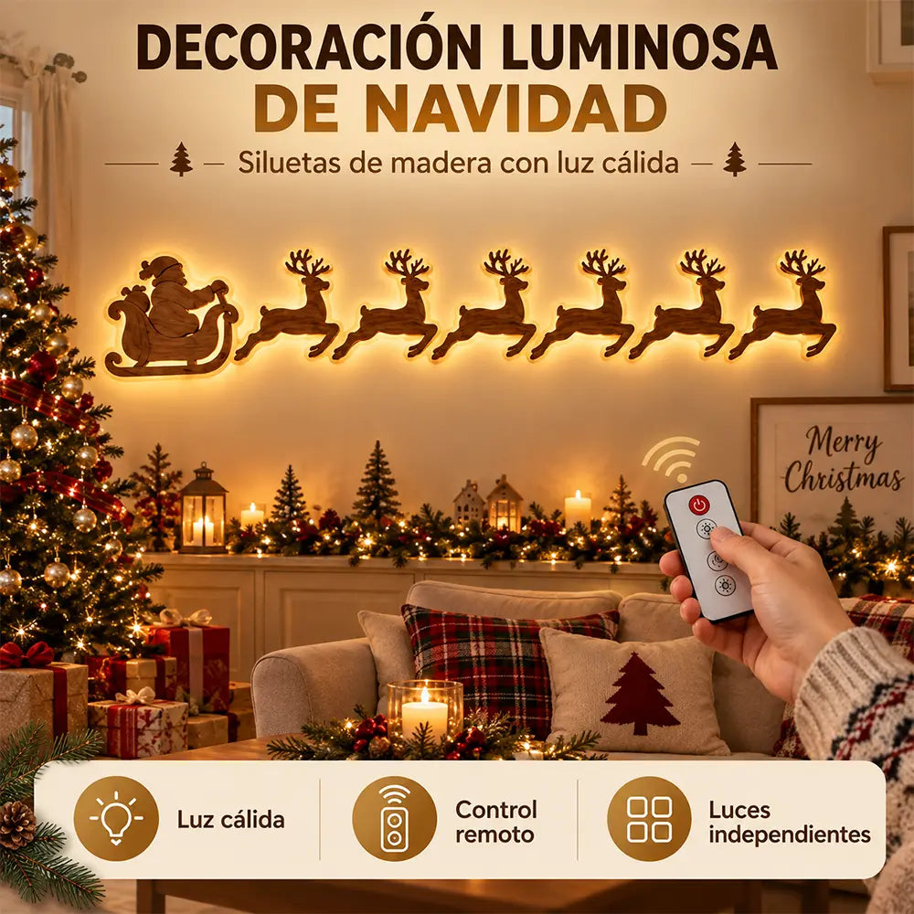 🦌✨ Silueta de Reno LED para Pared | Decoración Navideña Luminosa | Adorno de Pared con Luz Cálida para Hogar y Oficina 🎄