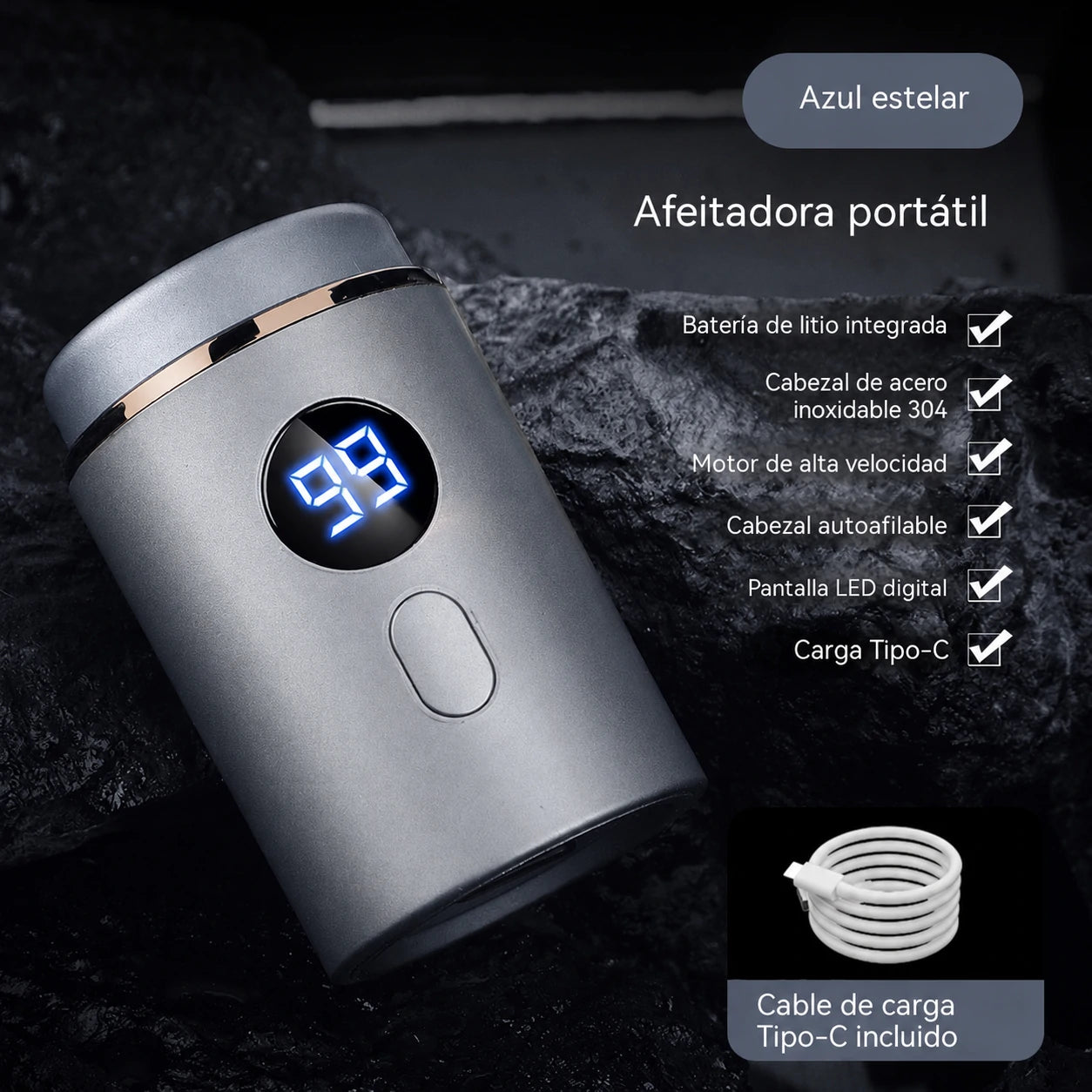 🔥Oferta estrella: 50 % de descuento🔥 Potente mini afeitadora eléctrica para hombre con pantalla digital