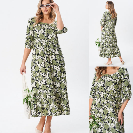 🎁【Zľava na nový produkt】👗【S-5XL】Dámske šaty s potlačou z čistej bavlny 2025 sú pohodlné a priedušné, veľmi vhodné na leto.
