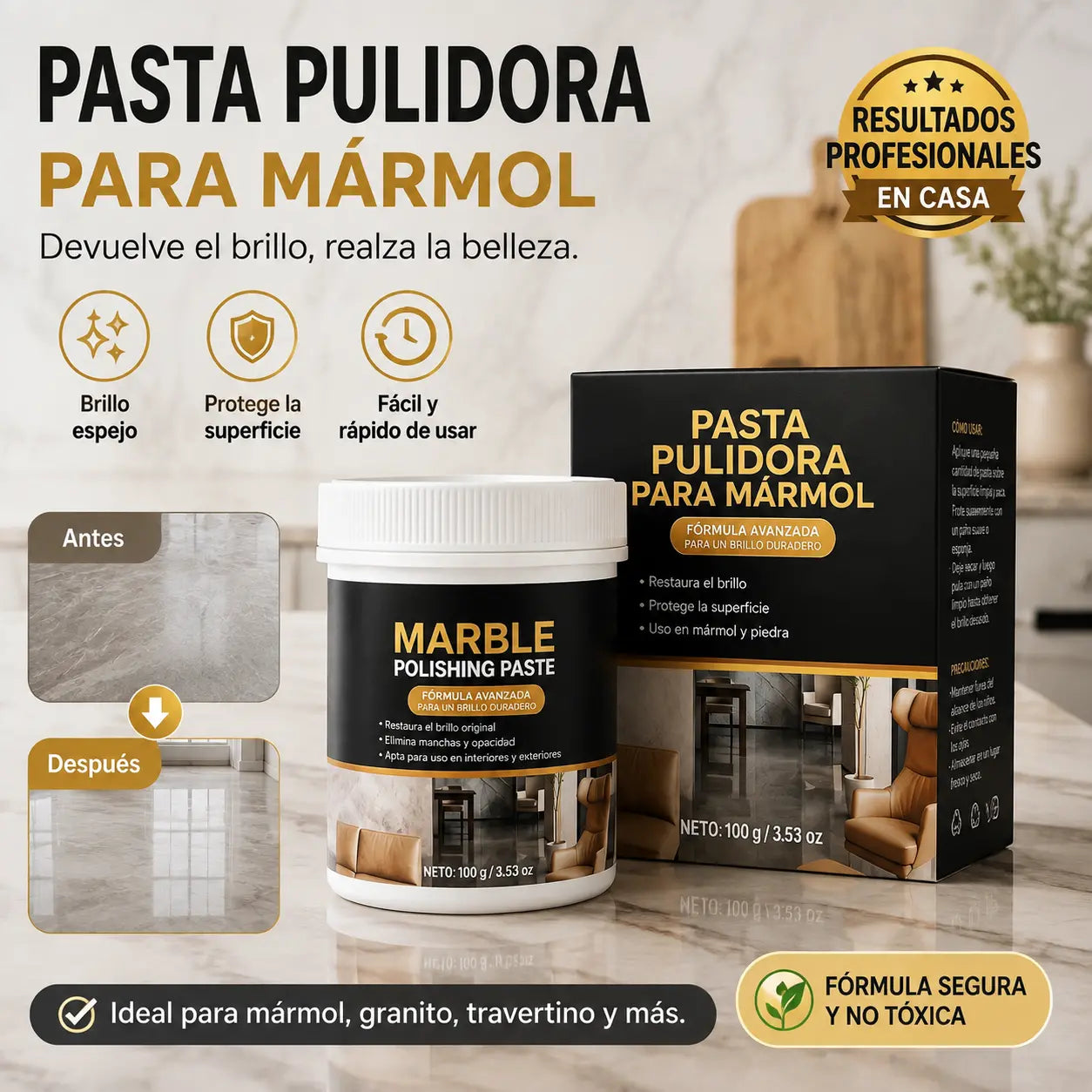 🥳 🔥Compra 1 y llévate 1 gratis!✨ Pasta pulidora de mármol – elimina arañazos, restaura el brillo y protege la superficie en solo 2 minutos 🛡️