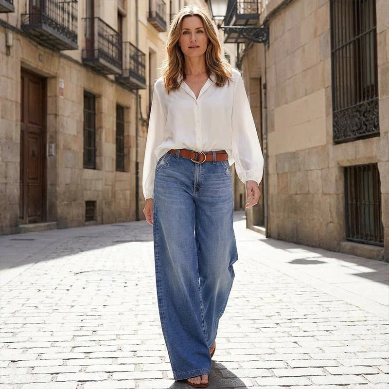 【S-2XL】50% de descuento + Envío gratis✨ Jeans de mujer estilo vintage de talle alto y pierna ancha