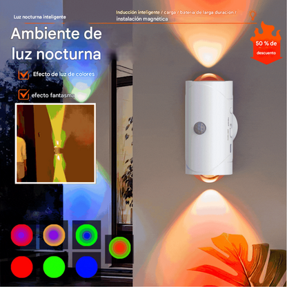 🔥Compra 1 y llévate 1 gratis🔥💡Luz nocturna inteligente con sensor de cuerpo humano, lámpara de pared magnética recargable