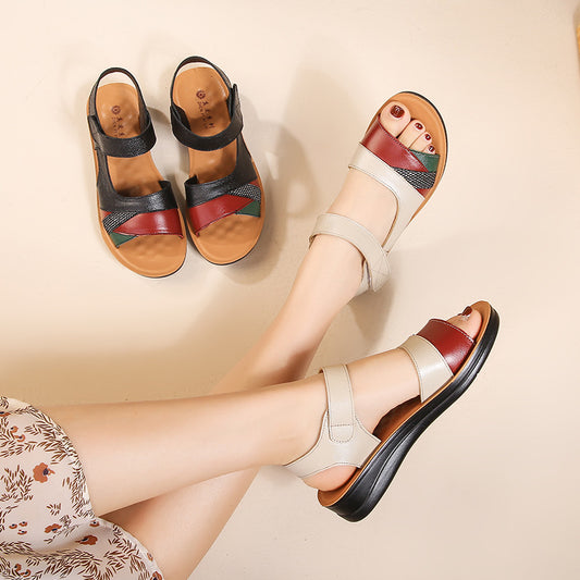 🏆【Najpredávanejší produkt】【35-42】Nové kožené sandále v kontrastnej farbe 3688252