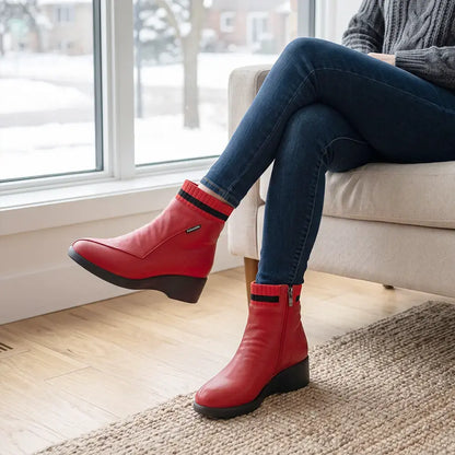 【35-41】Botines de cuero para mujer, botas de invierno forradas de felpa, calzado para personas mayores, botas con suela blanda para madres