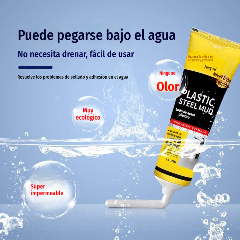 【5 botellas】🛁 Sellador impermeable de cerámica blanca antimoho, relleno de juntas de barro de plástico y acero para sellado de bordes de fregaderos de cocina, baño e inodoro.