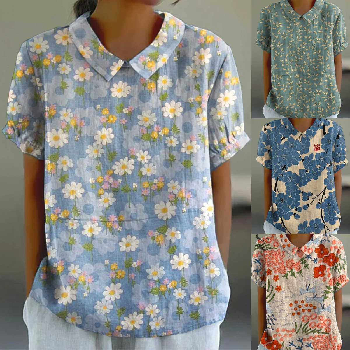 👚【S-5XL】Camisa informal estampada de tallas grandes para mujer, colección 2026
