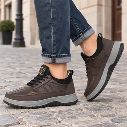 ⛄【Tallas 39-45】Botas de nieve casuales e impermeables para hombre, de cuero auténtico, antideslizantes y con grueso forro de felpa.