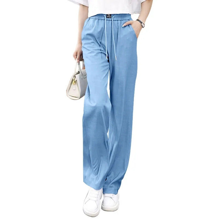 ❤️【S-3XL】Vaqueros de pierna ancha de seda de hielo con cintura alta