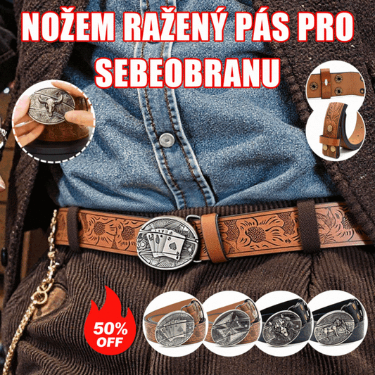 🎁👍Pánsky embosovaný pásik so zabudovaným nožom