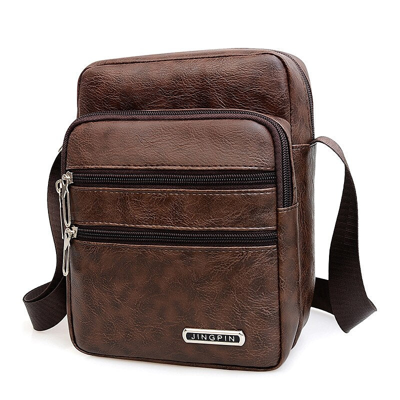 Bolso de hombro para hombre, nuevo, de piel auténtica, de alta calidad y gran capacidad.