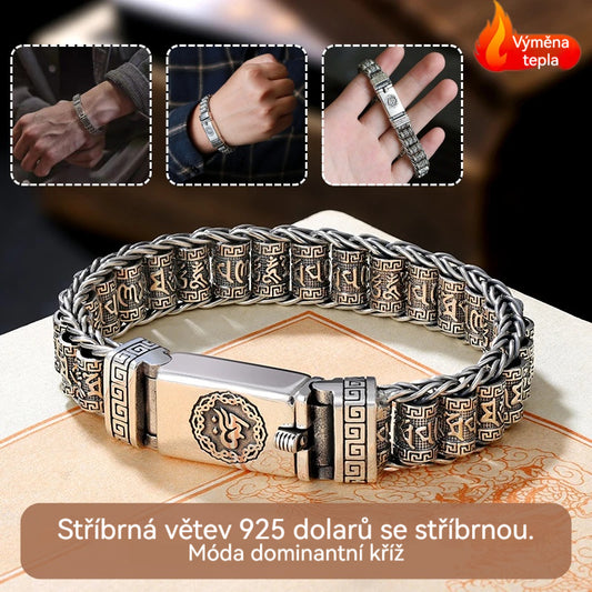🔥Pánský náramek s kroucenými korálky ze sterlingového stříbra S925