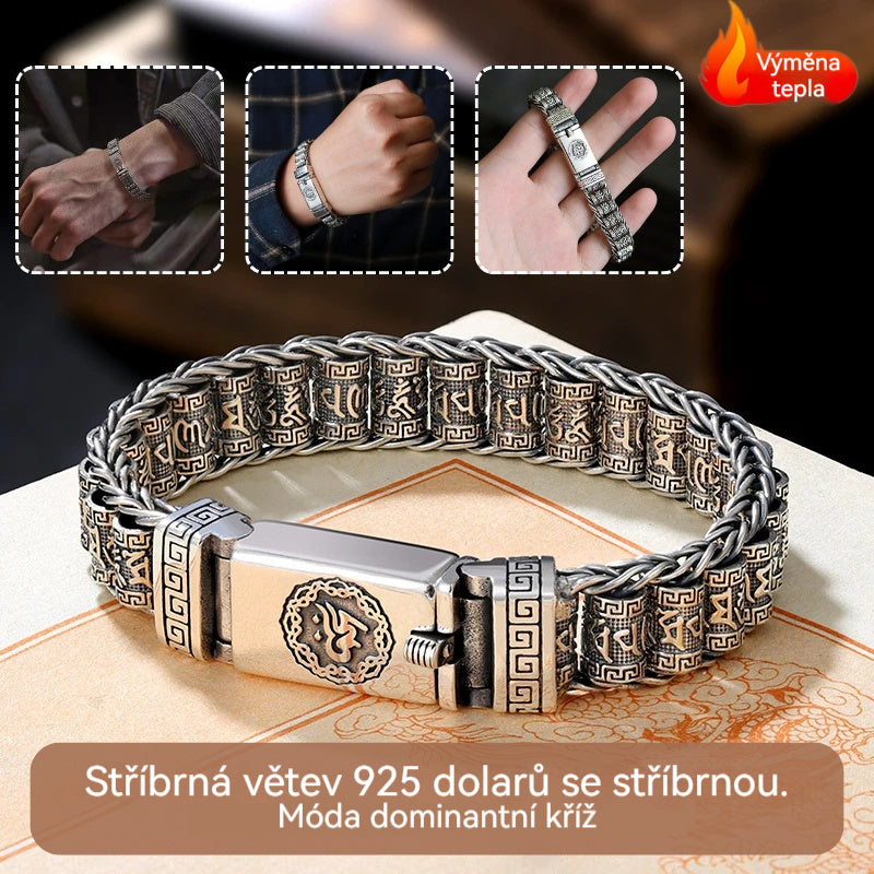 🔥Pánský náramek s kroucenými korálky ze sterlingového stříbra S925