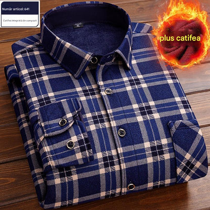 🔥👔【L-4XL】Jesenná zima zamatová kockovaná teplá košeľa ✅【45-95kg】 3809332