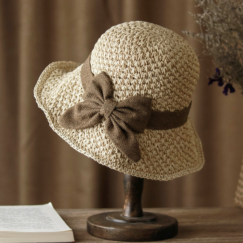 🎀🎀 50% DE DESCUENTO 👒 | Sombrero de paja con lazo retro – Plegable y transpirable para el verano