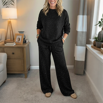 📢📢60% sleva!!!🎅Dámský dvoudílný komplet, který zahrnuje svetr s flitry a kalhoty