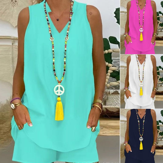 🌴✨【S-8XL】Nueva ropa casual sin mangas y sin cuello en color sólido