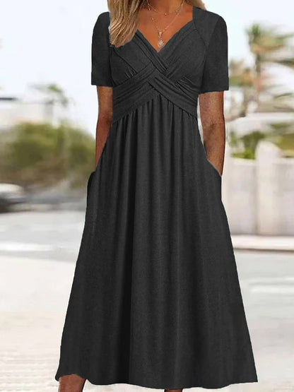 🔥🔥【50% OFF】🔥🔥👗2024 jarné a letné nové jednofarebné módne jednoduché ležérne šaty👗 3713816