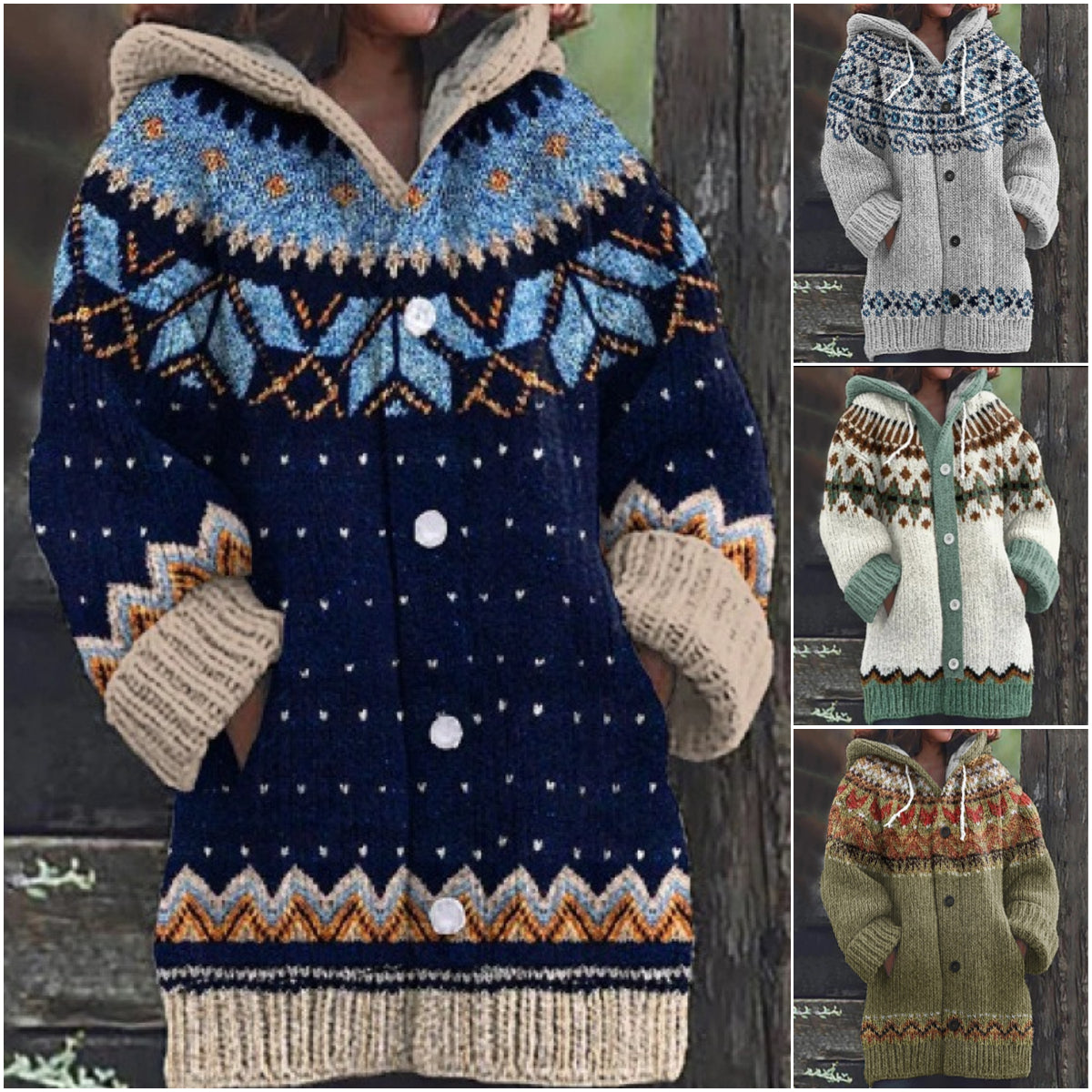 🔥【Tallas S~5XL】✨Nueva chaqueta con capucha retro, elegante y colorida, ideal para otoño/invierno