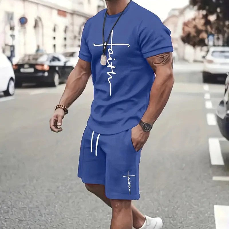 ✅【Pago contra entrega】El nuevo conjunto deportivo para hombre consta de una camiseta de manga corta y pantalones cortos.