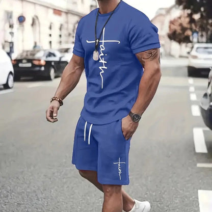 ✅【Pago contra entrega】El nuevo conjunto deportivo para hombre consta de una camiseta de manga corta y pantalones cortos.