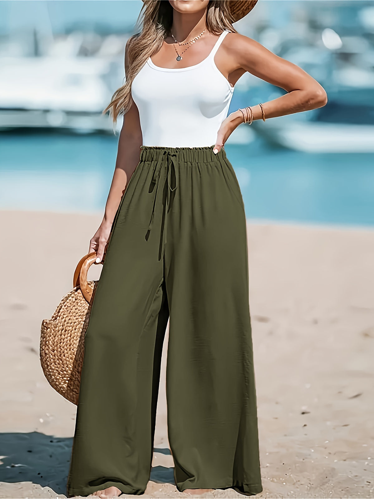 🔥Купете 1, вземете 1 безплатно🔥【M-3XL】【40-110KG】👖Нови дамски еластични широки панталони