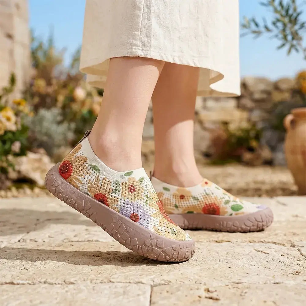 【36-43】Zapatos sin cordones de lona estampada para mujer: ligeros, de suela blanda, informales, transpirables, con estampado de mocasines.