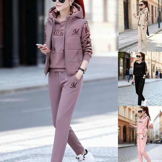 🔥[Kalhoty + svetr + vesta] 2025 Nový módní dámský teplý módní oblek plus sametově zesílené sportovní oblečení