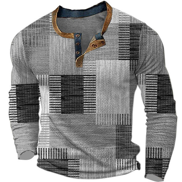 🌴🌈 [Venta por tiempo limitado] 👔 [S-4XL] Polo de manga larga con estampado para hombre