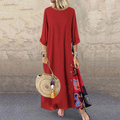 🌾【Ofertă specială】💕💕【M-5XL】 Rochie retro de vară nouă din in - moale și confortabilă la atingere 