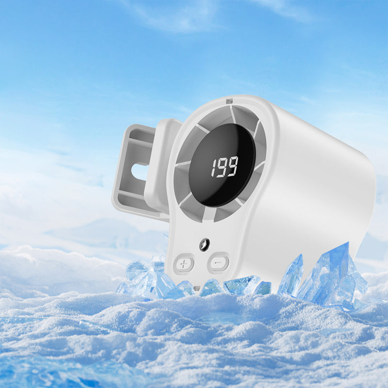 🌀 Ventilador manos libres con pantalla LED, clip integrado y 199 niveles de ajuste
