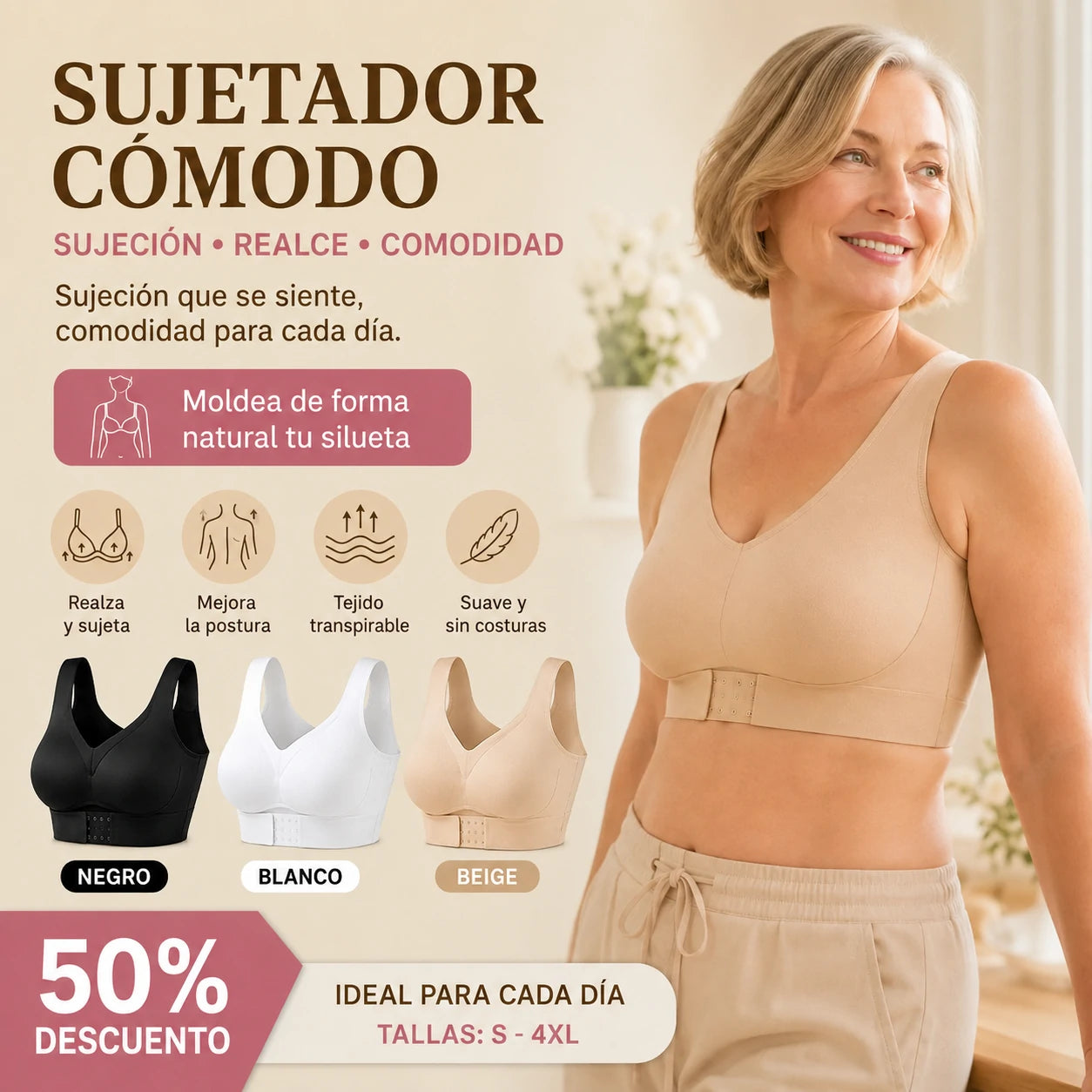 【✨Compra 1 y llévate 2 gratis --- Pack de 3】Sujetador moldeador para mujer, alisa la zona de la espalda💋