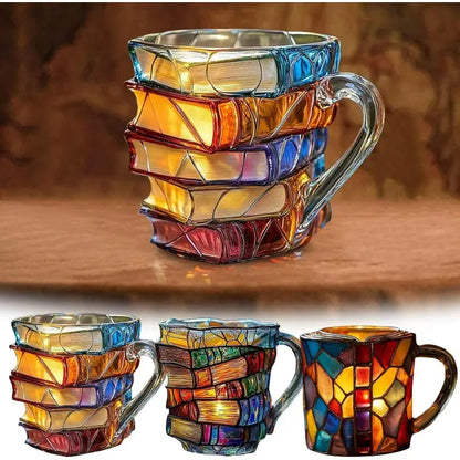 ✨【Oferta por tiempo limitado：-40%】📚3D Taza de café única con forma de libro apilado