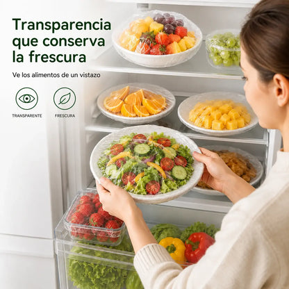 【200 piezas】Film transparente desechable, ideal para recipientes y alimentos. Se ajusta perfectamente, ofrece un buen sellado y es fácil de usar.