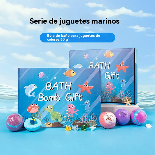 【12 piezas 40 euros】Juego de 12 bolas de sales de baño con forma de animales marinos (60 g cada una) para niños.