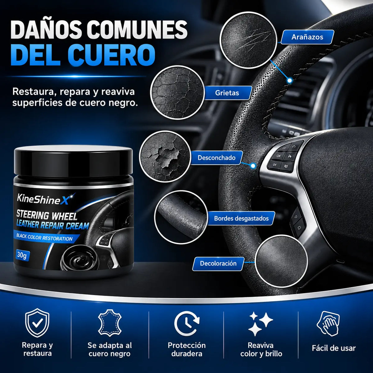 【Compra uno y llévate otro gratis】🚗✨Crema para volantes de cuero: repara, nutre y prolonga la vida útil.