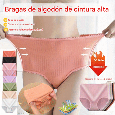 🔥 Roupa íntima feminina plus size à prova d'água antibacteriana de cintura alta 【1 pieza solo 2 euros】