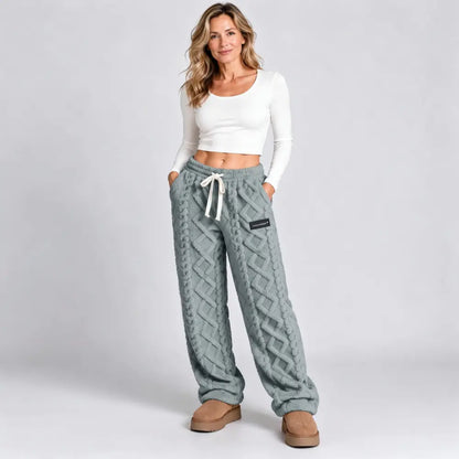 🔥【XS-2XL】Pantalones casuales gruesos y cálidos de otoño/invierno con forro polar, tela jacquard