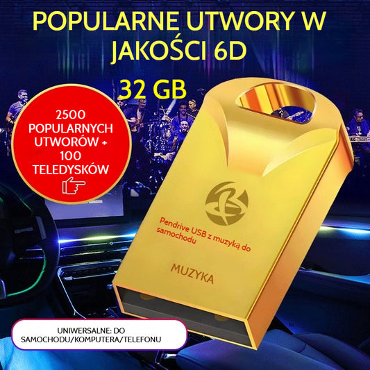 🔥🔥【32 GB】 Wysokiej jakości uniwersalny pendrive muzyczny do samochodu 【Zawiera 2500 piosenek popularnych + 100 filmów】