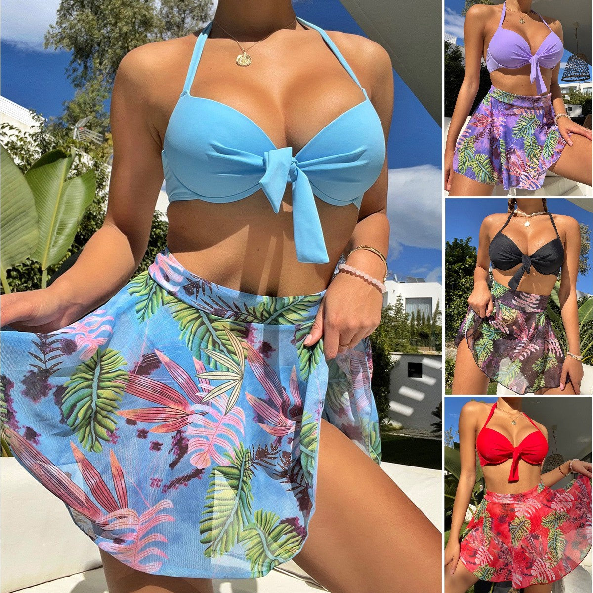 🏊‍👙【Nový horúci výpredaj】🌴Letné nové módne sexy šifónové trojdielne bikiny s potlačou, pohodlné a priedušné