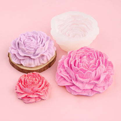 🌸Molde de silicona 3D grande, mediano y pequeño para flor de peonía, vela de aromaterapia DIY, difusor de coche, decoraciones de piedra y pegamento