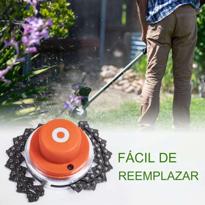 Cuchillas para cortacésped equipadas con cadenas reforzadas y conexiones roscadas de 10 mm; repuestos duraderos para desbrozadoras.