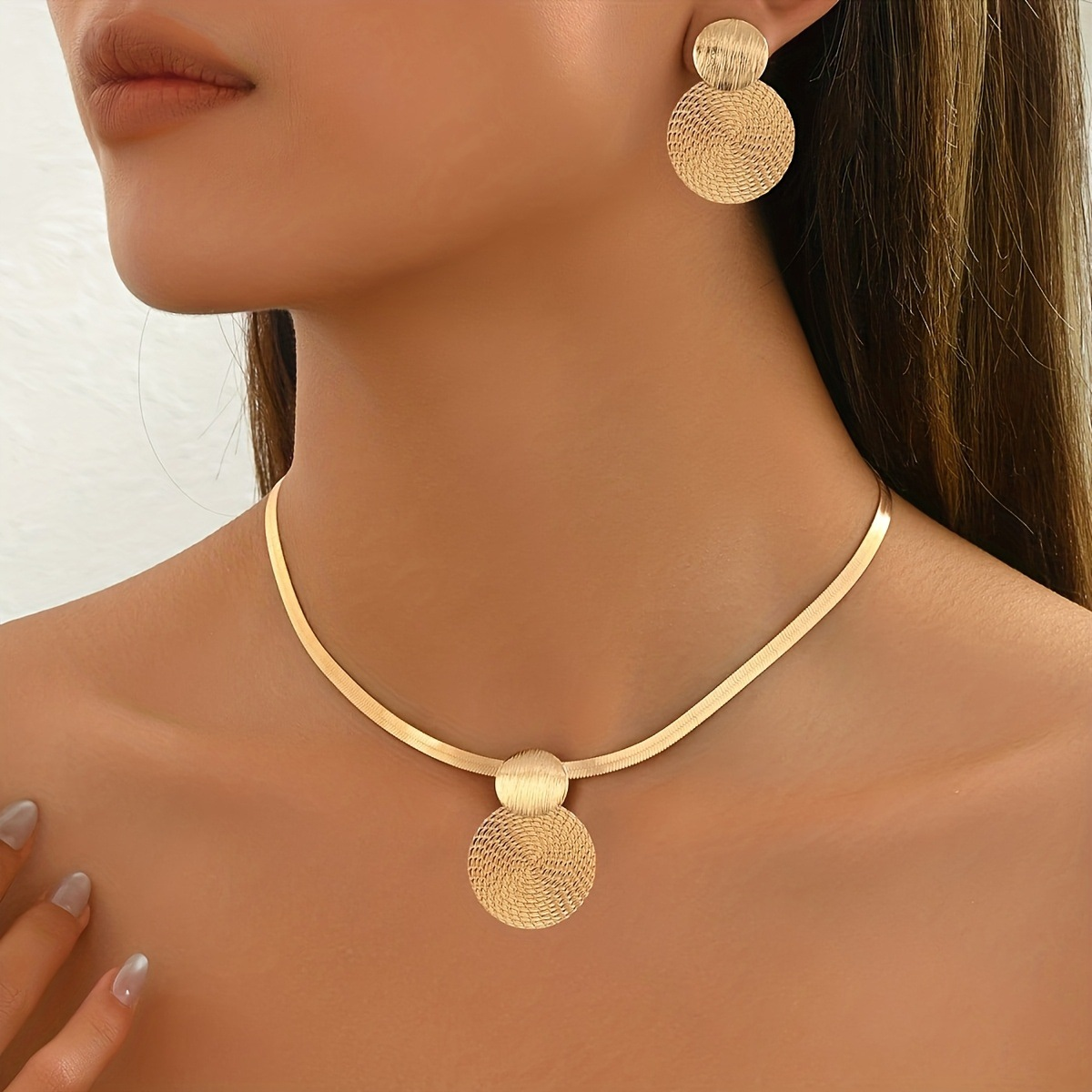 💎 Conjunto de collar y pendientes moderno y elegante ✨ Elegante y clásico, ideal para el día a día y fiestas