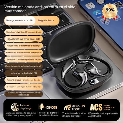 🔋Auriculares inalámbricos Bluetooth sin almohadilla integrada, con gancho para la oreja y conducción ósea🎙️🎧