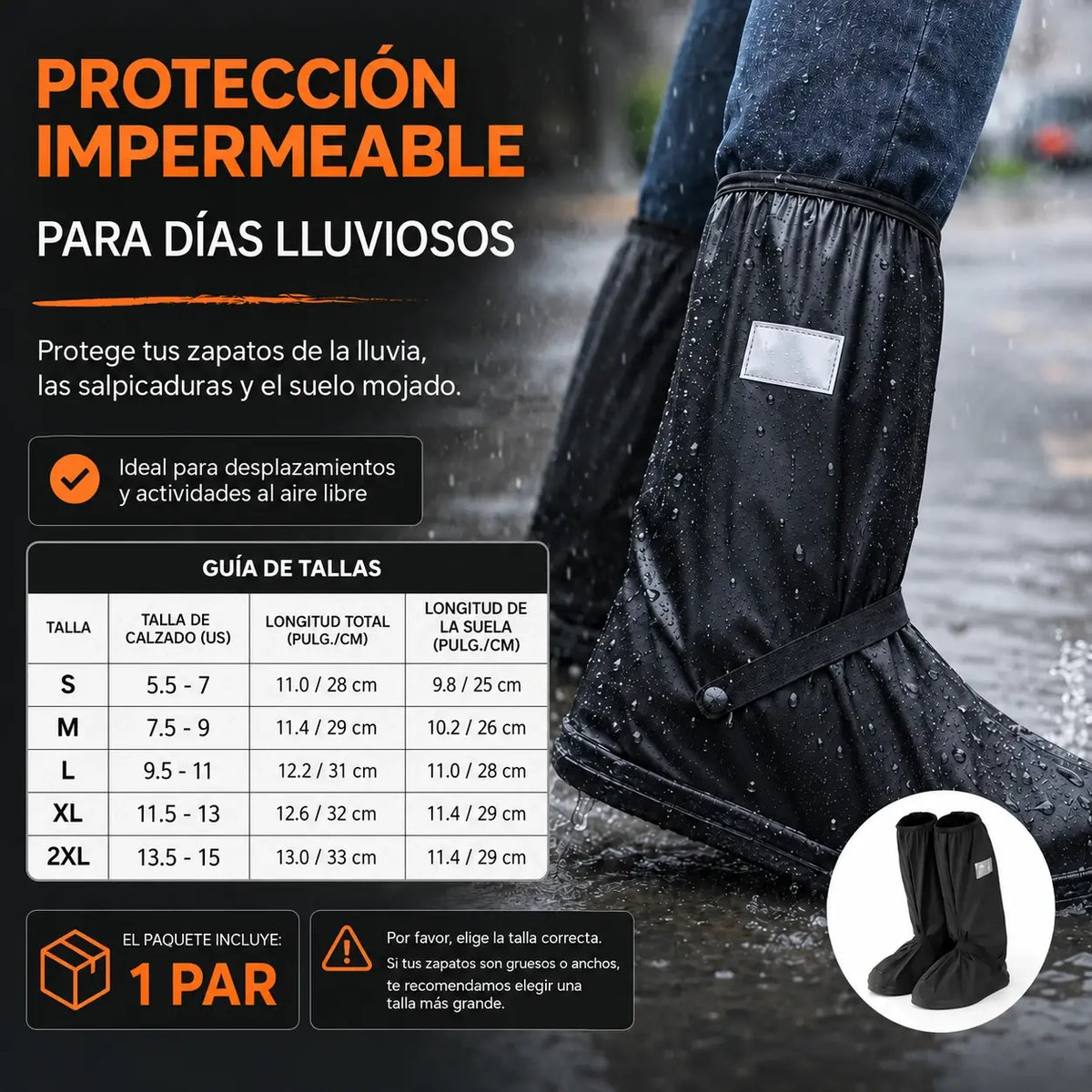 🌧️✨Nuevos cubrezapatos antideslizantes, de caña alta, gruesos e impermeables, reutilizables, adecuados para días de lluvia, condiciones de barro y nieve.