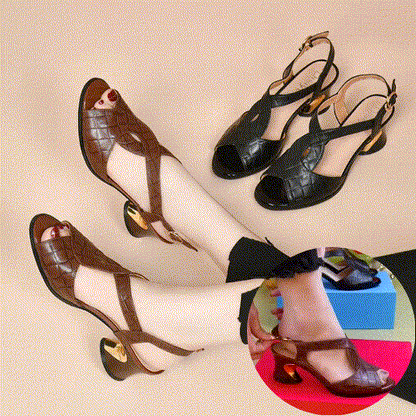 🔥🔥👠【Wyprzedaż: 49% TANIEJ!】【Rozmiary 35-40】Nowe letnie sandały, prawdziwa skóra, okrągły nosek, gruby obcas, wygodne i uniwersalne, średni obcas.