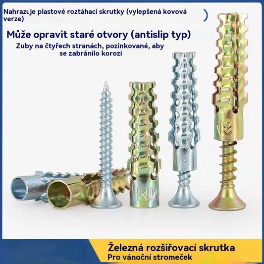 【100/200 sad】🔩 Super silné vroubkované kovové rozpínací šrouby, které lze pevně připevnit k jakémukoli povrchu zdi.