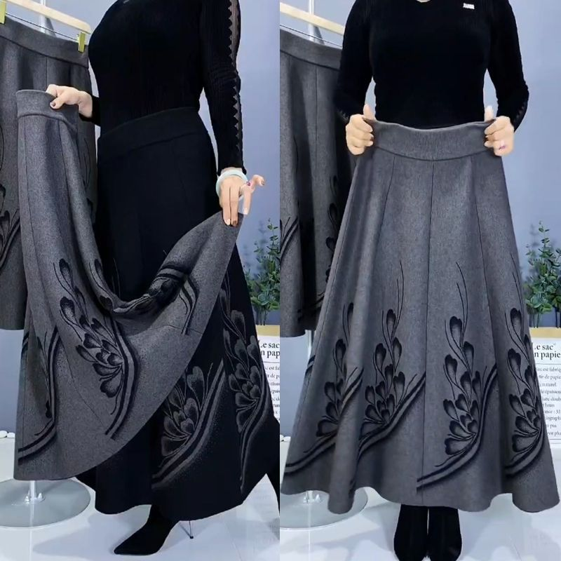 👗🎀【S-3XL：35-95kg】Jesenska i zimska vunena suknja, moderna i svestrana