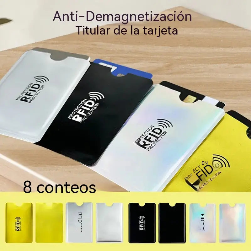 8 piezas 22€🔒 8 Fundas con Bloqueo RFID para Tarjetas – Protección para Tarjetas Bancarias e Identificación